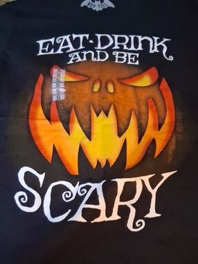 Women’s 'Eat Drink and Be Scary' Halloween Tee - Black & Orange